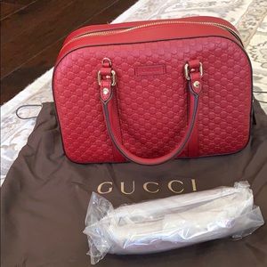 Gucci 510286 Mirco GH RED Calf Leather Medium Bag